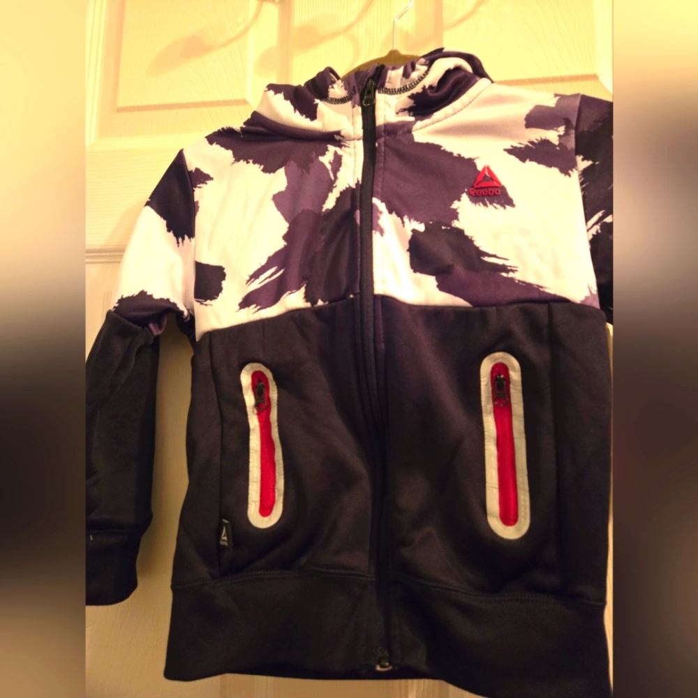 Reebok Kids' Black and White Patterned Hoodie